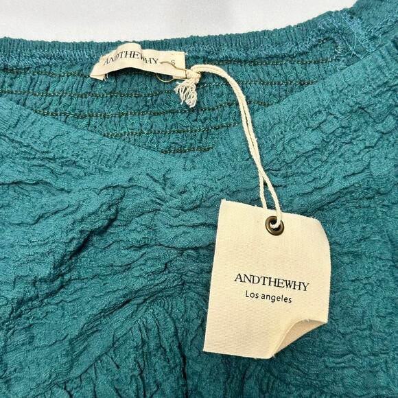 Andthewhy Los Angeles Bluish Tint Forest Green Blouse Top Size Small NewWith Tag - Picture 4 of 4